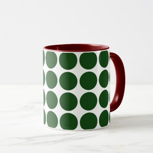 Green Polka Dots on White Mok (Voorkant rechts)