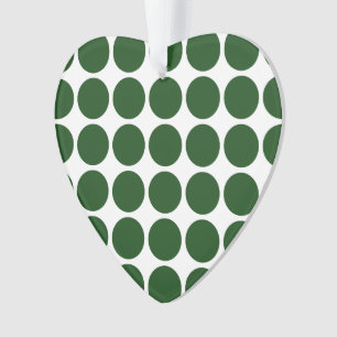 Green Polka Dots on White Ornament
