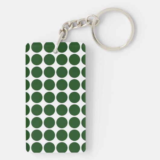 Green Polka Dots on White Sleutelhanger (achterkant)