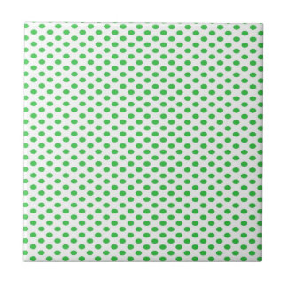 Green Polka Dots on White Tegeltje