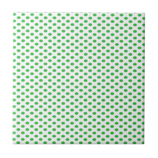 Green Polka Dots on White Tegeltje (Voorkant)