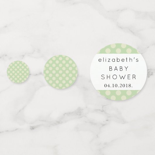 Green Polka Dots, Polka Dot Pattern, Baby shower Confetti (Achterkanten)