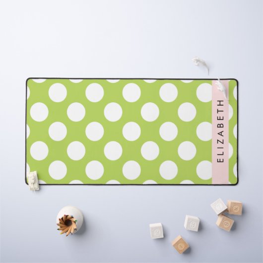 Green Polka Dots, Polka Dot Pattern, Jouw naam Bureaumat (Kindertafel)
