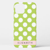Green Polka Dots, Polka Dot Pattern, Jouw naam Case-Mate iPhone Case (Achterkant)