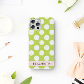 Green Polka Dots, Polka Dot Pattern, Jouw naam Case-Mate iPhone Case