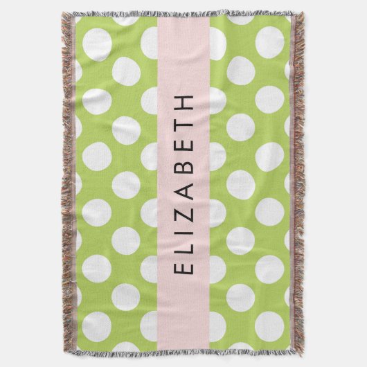 Green Polka Dots, Polka Dot Pattern, Jouw naam Deken (Voorkant Verticaal)