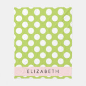 Green Polka Dots, Polka Dot Pattern, Jouw naam Fleece Deken (Voorkant)