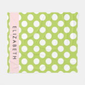Green Polka Dots, Polka Dot Pattern, Jouw naam Fleece Deken (Voorkant (Horizontaal))