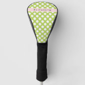 Green Polka Dots, Polka Dot Pattern, Jouw naam Golfheadcover (Voorkant)
