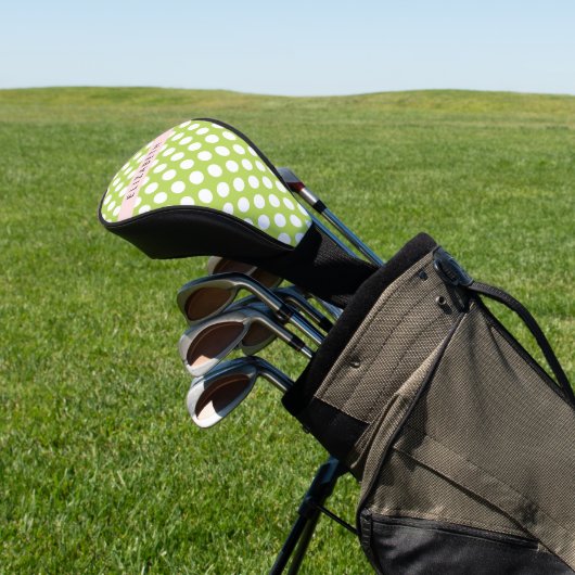 Green Polka Dots, Polka Dot Pattern, Jouw naam Golfheadcover (Insitu)
