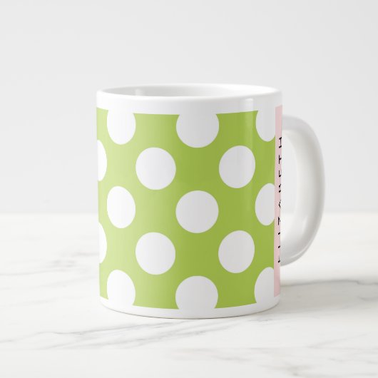 Green Polka Dots, Polka Dot Pattern, Jouw naam Grote Koffiekop (Voorkant rechts)