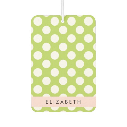 Green Polka Dots, Polka Dot Pattern, Jouw naam Luchtverfrisser (Voorkant)
