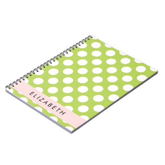 Green Polka Dots, Polka Dot Pattern, Jouw naam Notitieboek (Linkerzijde)