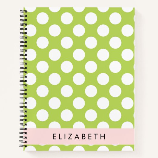 Green Polka Dots, Polka Dot Pattern, Jouw naam Notitieboek (Voorkant)