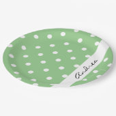Green Polka Dots, Polka Dot Pattern, Jouw naam Papieren Bordje (Gekanteld)