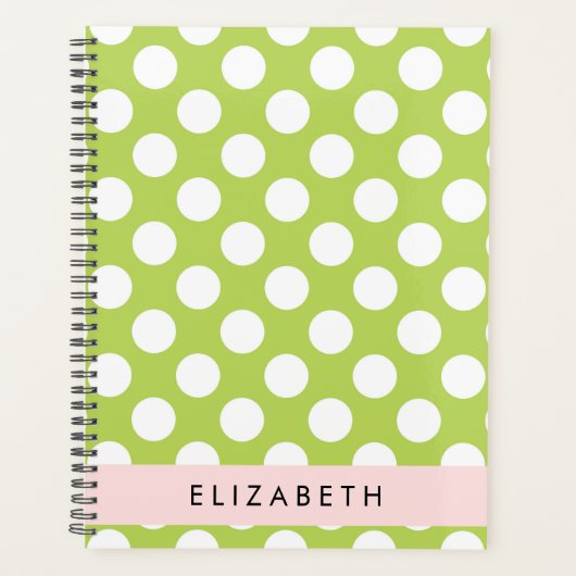 Green Polka Dots, Polka Dot Pattern, Jouw naam Planner (Voorkant)
