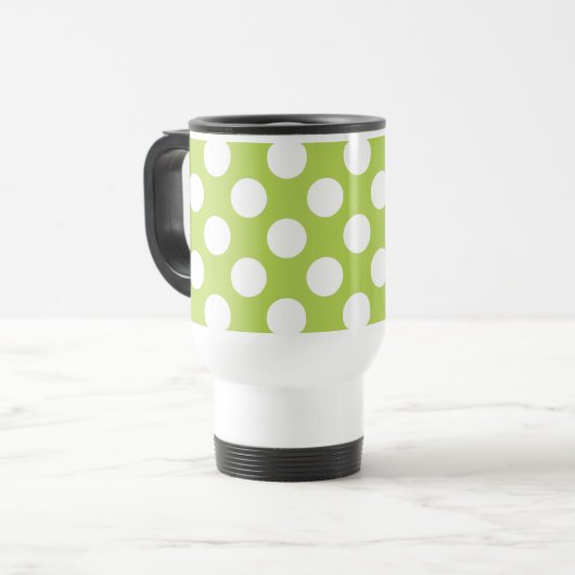 Green Polka Dots, Polka Dot Pattern, Jouw naam Reisbeker (Voorkant links)