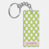 Green Polka Dots, Polka Dot Pattern, Jouw naam Sleutelhanger (Voorkant Links)