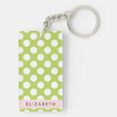 Green Polka Dots, Polka Dot Pattern, Jouw naam Sleutelhanger (achterkant)