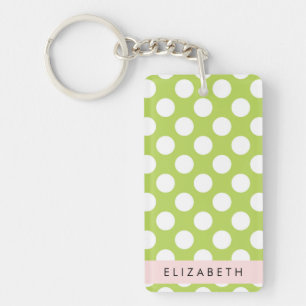 Green Polka Dots, Polka Dot Pattern, Jouw naam Sleutelhanger