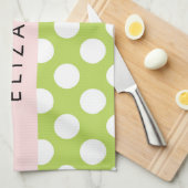 Green Polka Dots, Polka Dot Pattern, Jouw naam Theedoek (Quarter Fold)