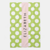 Green Polka Dots, Polka Dot Pattern, Jouw naam Theedoek (Verticaal)