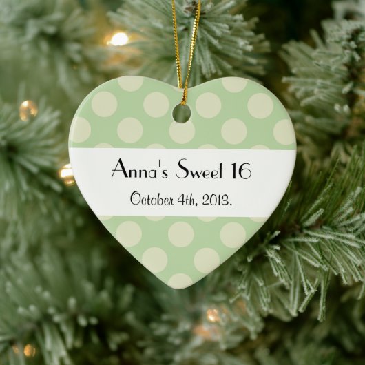 Green Polka Dots, Polka Dot Pattern, Sweet 16 Keramisch Ornament (Boom)