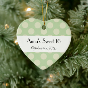 Green Polka Dots, Polka Dot Pattern, Sweet 16 Keramisch Ornament