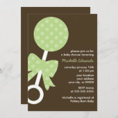 Green Polka Dots Rattle Baby shower Kaart (Voorkant / Achterkant)