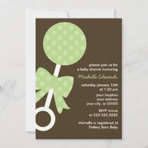 Green Polka Dots Rattle Baby shower Kaart