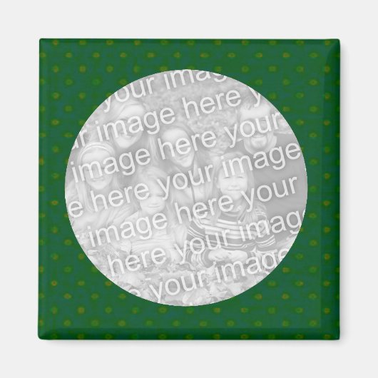 Green Polkadot Photo Magnet Sjabloon (Voorkant)