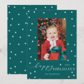 Green Pompom Polka Dot Photo Holiday Card Kaart (Voorkant / Achterkant)