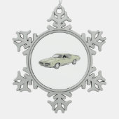 Green Pontiac GTO 1969 rechter-potloodstijl tekeni Tin Sneeuwvlok Ornament (Voorkant)