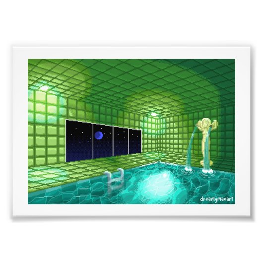 Green Pool Pixel Art Priint Foto Afdruk (Voorkant)