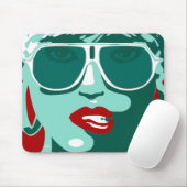 Green Pop Art  dameszonnebrillen Rode Lippen Muismat (Met muis)