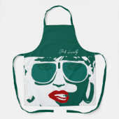 Green Pop Art  dameszonnebrillen Rode Lippen Schort (Voorkant)