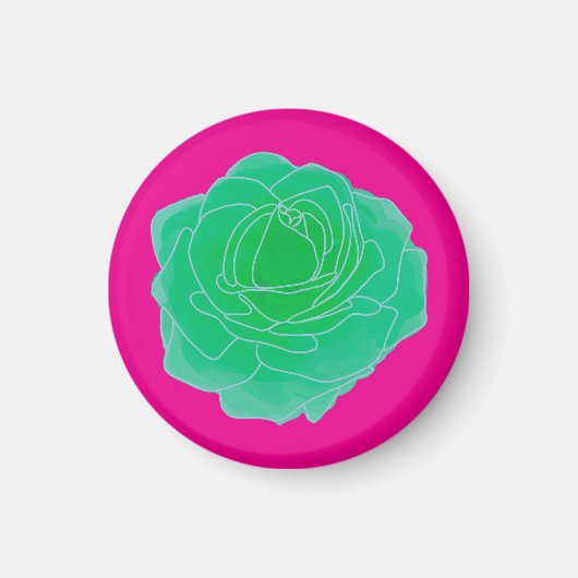 Green Pop Art Roos Magneet (Voorkant)