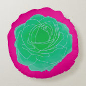 Green Pop Art Roos Rond Kussen (Achterkant)