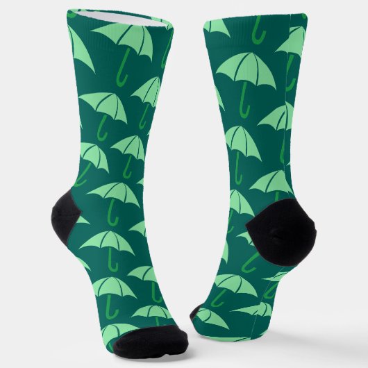 Green Pop Art Umbrella Pattern Sokken (Gebogen)