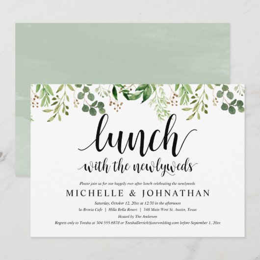 Green Post Bruiloft Diner Party Kaart (Voorkant / Achterkant)