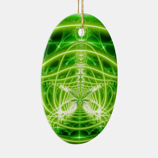Green Pot Leaf Fractal Keramisch Ornament (Rechts)