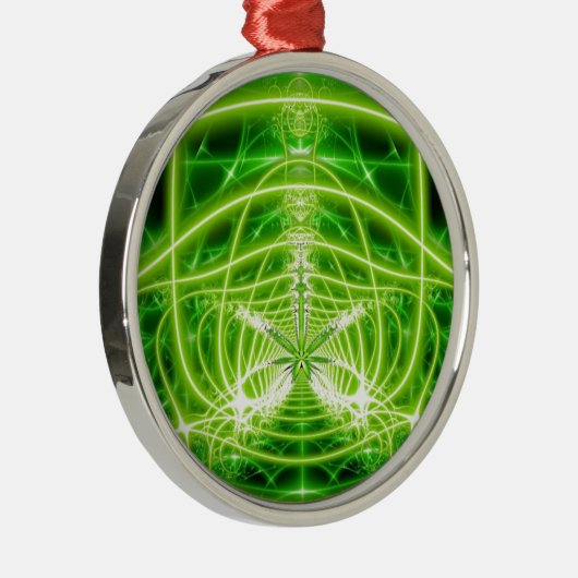 Green Pot Leaf Fractal Metalen Ornament (Rechts)