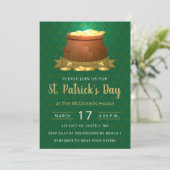 Green Pot of Gold St Patricks Day Invitation Kaart (Staand voorkant)
