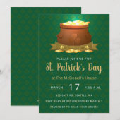 Green Pot of Gold St Patricks Day Invitation Kaart (Voorkant / Achterkant)