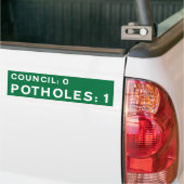 Green Pothole Bumper Sticker Council 0, Potholes 1 (Op Truck)
