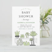 Green Potted Planten Plant Lover Baby shower Kaart (Staand voorkant)