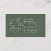 Green Pottery Vase Ceramic Caring Instruction Visitekaartje (Achterkant)