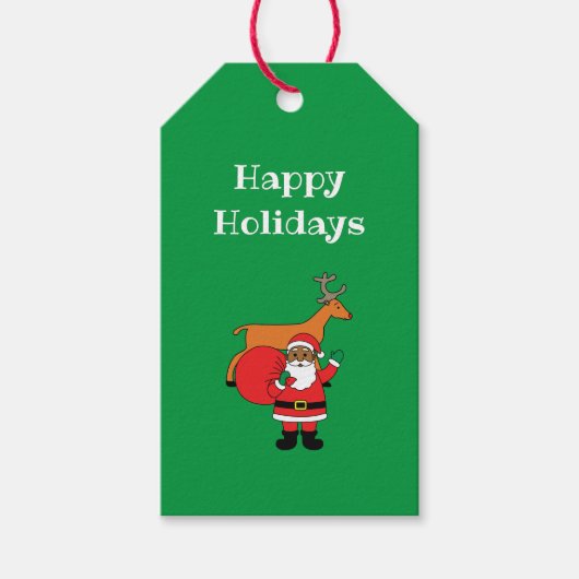 Green Prettige feestdagen African Santa Claus Cadeaulabel (Voorkant)