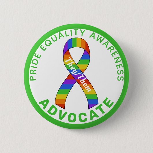 Green Pride Equality Awareness White Button (Voorkant)
