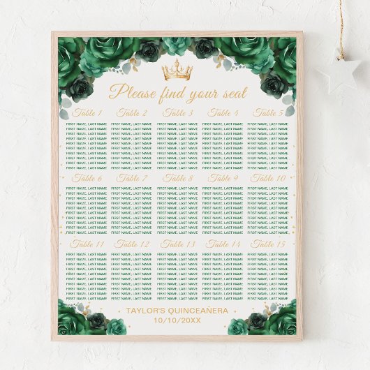 Green Princess Quinceañera 15 tafels Zithoek Poster
